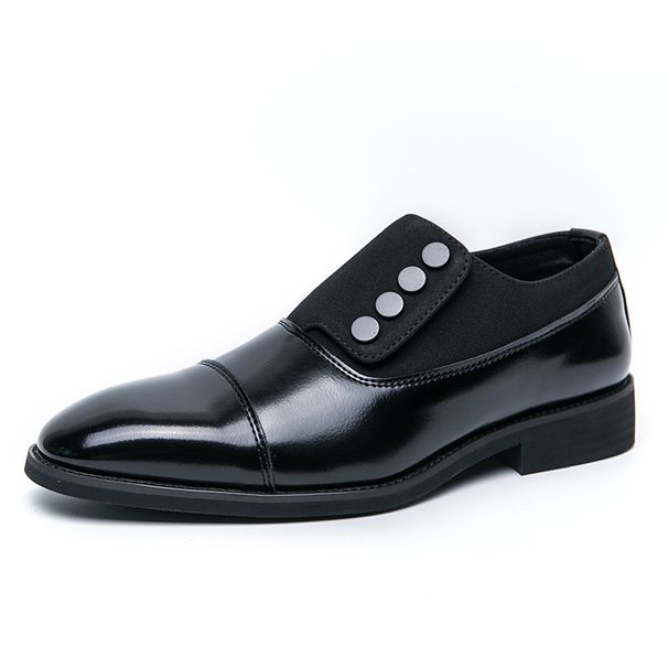 2025 Fall/Winter New Pointed Round-Toe Button-Combination Color Men's Suit Suede Slip-On Leather Shoes_vogvips.com