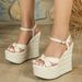 Women's Fashion Wedge Platform Sandals 15CM High Heels Waterproof PU Upper Multi-color Casual Party Evening Shoe_vogvips.com