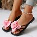 Fairy Fashionable Thai Butterfly Flower Decorated Casual Flat Slippers Summer New Solid Color Lightweight Open-toed Slippers_vogvips.com