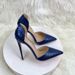 Size33-46 Women's Shoes Blue Snake Pattern High Heels 12CM Pointed Stiletto Hollow Women's Shoes Single Shoes_vogvips.com