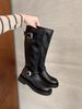 Grape Mom Autumn Winter New Polish Magazine ~ Fashion Round Toe Buckle Strap Chunky Heel Over-the-Knee High Riding Boots_vogvips.com