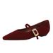 3686-K209 Korean-style Women's With Metal Pointed Toe, Shallow Cut, Fashionable Wedge Heel, One-strap Buckle, Low-heeled_vogvips.com