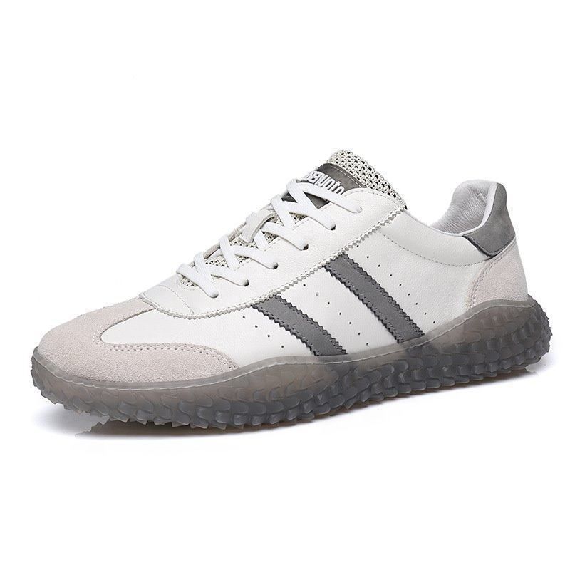 Summer Breathable Genuine Leather Versatile Trendy Sports Casual White Sneakers Men's Fashionable Board Shoes_vogvips.com