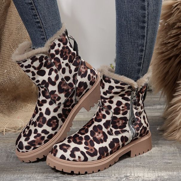 Autumn Winter New Fashion Large Size Women's Thick-Soled Snow With Side Zipper And Fleece Lining Round Toe Cotton Boots_vogvips.com