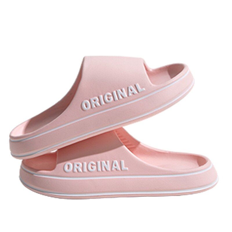 Feslishoet Women Letter Slippers Beach Slides Solid Color Mens Thick Sole Indoor Bathroom Anti Slip Shoes Summer Couple_vogvips.com