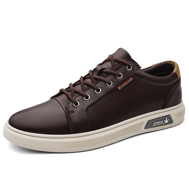 Leather Board Shoes Men's Casual Board Shoes Comfortable Work Casual Shoes Lace-up Casual Men's Shoes_vogvips.com