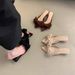 Women's Slippers For Summer Outdoor Wear, New Bowknot French Style, Gentle Fairy Evening Breeze, Dress Matching Cat Heel_vogvips.com