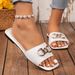 Metal Buckle Outdoor Slippers, 2026 Ew Foreig Trade Summer Model, Flat-soled Square-toed Casual Beach Sadals For_vogvips.com