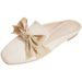 43 Large Size Foreign Trade Lazy Pearl Closed-Toe Half Slippers, Flat Sole, Fashionable Casual Bowknot Sandals For_vogvips.com