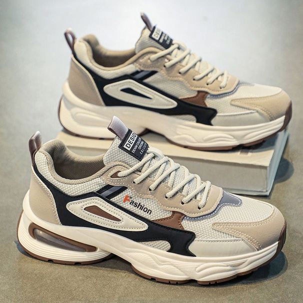 Men's Mesh Breathable Sneakers Platform Dad Shoes Korean Style Casual Thick Sole Walking Shoes For Teens Youth Versatile_vogvips.com