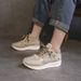 New round head rhinestones lace-up women's single shoes fashion sports shoes_vogvips.com
