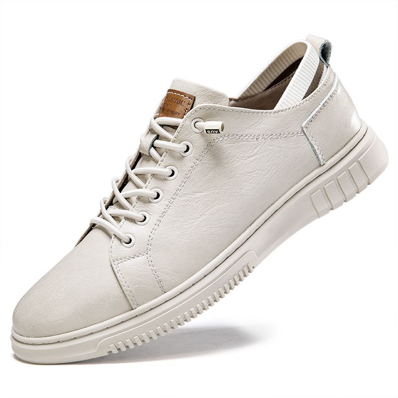 Round Head Casual Shoes Men's Shoes Cowhide Board Shoes British Cowhide Leather Shoes Men's Shoes Low-top British Driving Shoes_vogvips.com