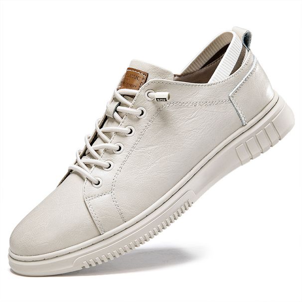 Round Head Casual Shoes Men's Shoes Cowhide Board Shoes British Cowhide Leather Shoes Men's Shoes Low-top British Driving Shoes_vogvips.com