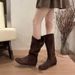 French Style Internal Height Increae Slouch For Women Slimming 2025 New Autumn High Tube Riding Over-the-Knee Long_vogvips.com