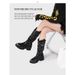 Women's Shoes With Embroidered Metal Height Enhancing Long Boots For Small People, Thick Soled And Not Above The Knee Knight Boots_vogvips.com