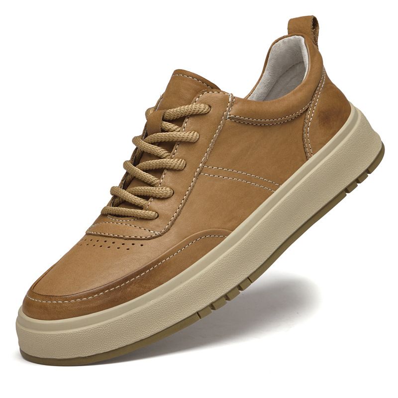 Leather Men's Shoes Big Head Leather Shoes Platform Non-slip Casual Board Shoes Men's Shoes_vogvips.com