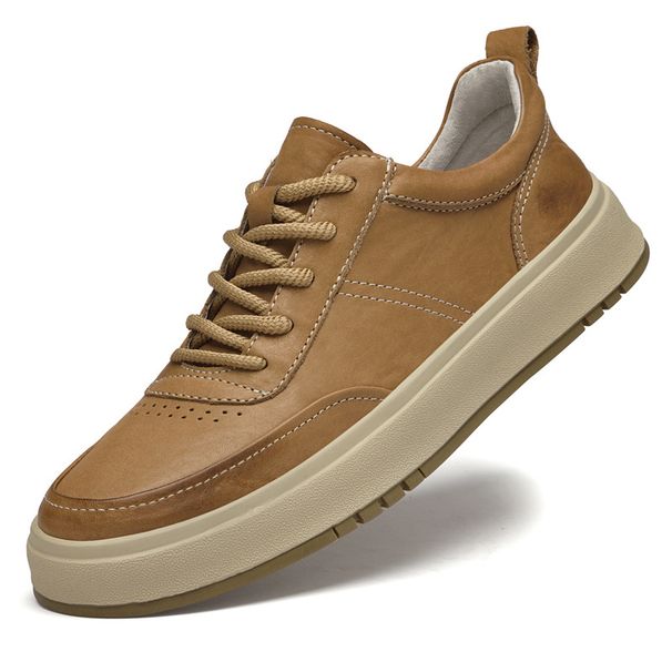 Leather Men's Shoes Big Head Leather Shoes Platform Non-slip Casual Board Shoes Men's Shoes_vogvips.com