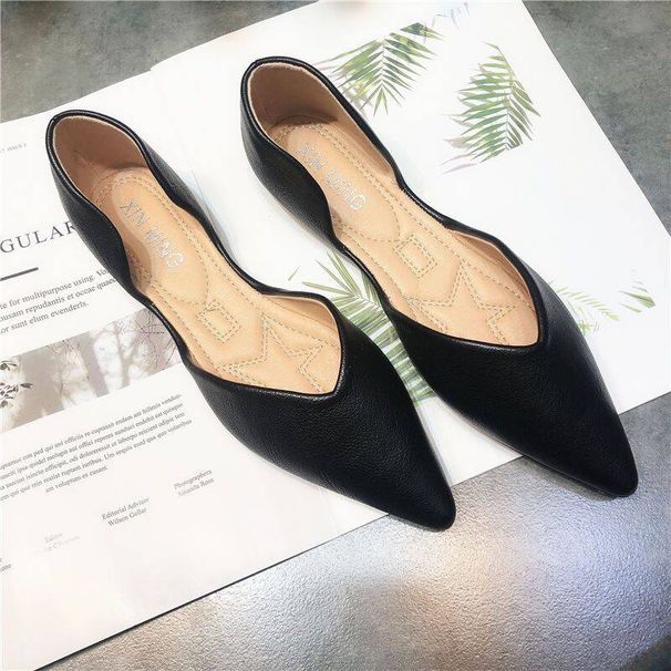 Pointed Toe Shallow Mouth Women's Flat Summer Korean Style Versatile Simple Hollow Soft Sole Professional Work Shoes,_vogvips.com