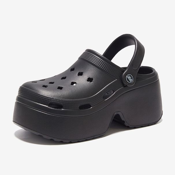 9CM Thick Sandals 2024 New Summer Slippers High Heel Soft Sole Beach Garden Outdoor Waterproof Women's Hole Shoes_vogvips.com