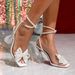 Elegant Socialite Style High-heeled Sandals, New Spring-summer Product, Popular In Europe America, With Pearl Chain_vogvips.com