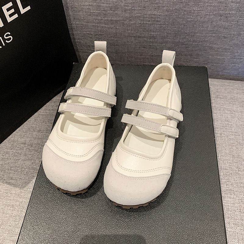 Niche Original Retro Fashion Casual Shoes Ugly Cute Shoes Literary Round Head Shallow Mouth Velcro Single Shoes_vogvips.com