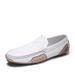 Men's Shoes Autumn New Style White Genuine Leather Men's Shoes Breathable Soft Sole Slip On Plus Size Loafers_vogvips.com