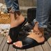 European And American Foreign Trade Large-size Women's Slippers, Round-toed Casual Slip-on Solid Color Flat Sandals,_vogvips.com