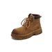 2024 New Genuine Leather Breathable Martin For Women With Hidden Wedge Thick Sole Yellow Work Boots_vogvips.com