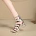 Women's Roman 2025 Summer New Round-Toe Chunky Heel High Heels With Back Zipper Fashionable Hollow-Out Shoes And Sandals_vogvips.com