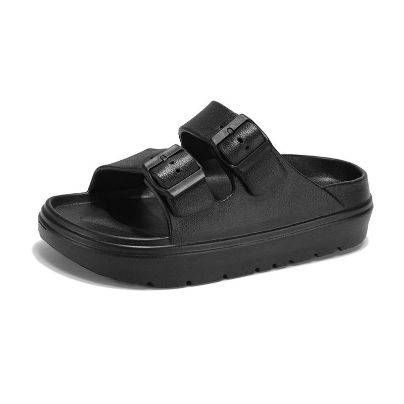 Kidmi New Summer Platform Women's Slippers Outdoor Double Buckle Embellished Sandals Non-slip Breathable Soft-soled_vogvips.com