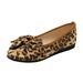 Cross-border Plus-size Leopard Print Sho, 2026 Spring New Style, Bow-tie Pointed Toe Shallow Loafers, Women's Flat_vogvips.com