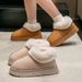 Autumn And Winter New Plush Heel Cotton Shoes Warm Thick Sole Solid Color Couple Home Outdoor Comfortable Snow Boots For_vogvips.com