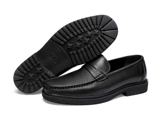 Deerskin Sole Soft Surface Casual Leather Versatile Goldlion Men's Shoes Same Style Slip-On Loafers_vogvips.com