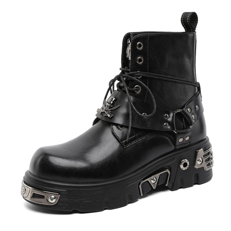 Short Boots Punk Style Big Head Platform Martin Boots Retro Style Muffin Locomotive Men's Boots_vogvips.com