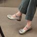 Women's Round Head Cowhide Women's Casual Single Shoes Flat Shoes Low Heel Single Shoes Rhinestone Princess Shoes Evening Shoes_vogvips.com
