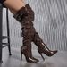 Elegant Pointed-Toe High Heel Over-The-Knee Boots For Women - PU Leather, 11CM Heel, Slip-Resistant, Fashionable & Comfortable (Dark Brown)_vogvips.com