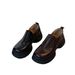 Women's Shoes Retro Platform Loafers, British Style, Deep Cut Slip On Round Toe Leather Shoes._vogvips.com