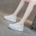 Platform Height Increasing Dad Sneakers 2025 Spring New Casual Fashion Versatile Sports Round Toe Breathable Women's_vogvips.com