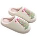 Bowknot Christmas Tree Cotton Autumn Winter Warm Home Non-slip Furry Slippers New_vogvips.com
