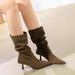 2738-3 Medela Mid-Calf Stretch Ruched Slouch Versatile Pointed Toe Stiletto Heel Short Slim Boots For Women_vogvips.com