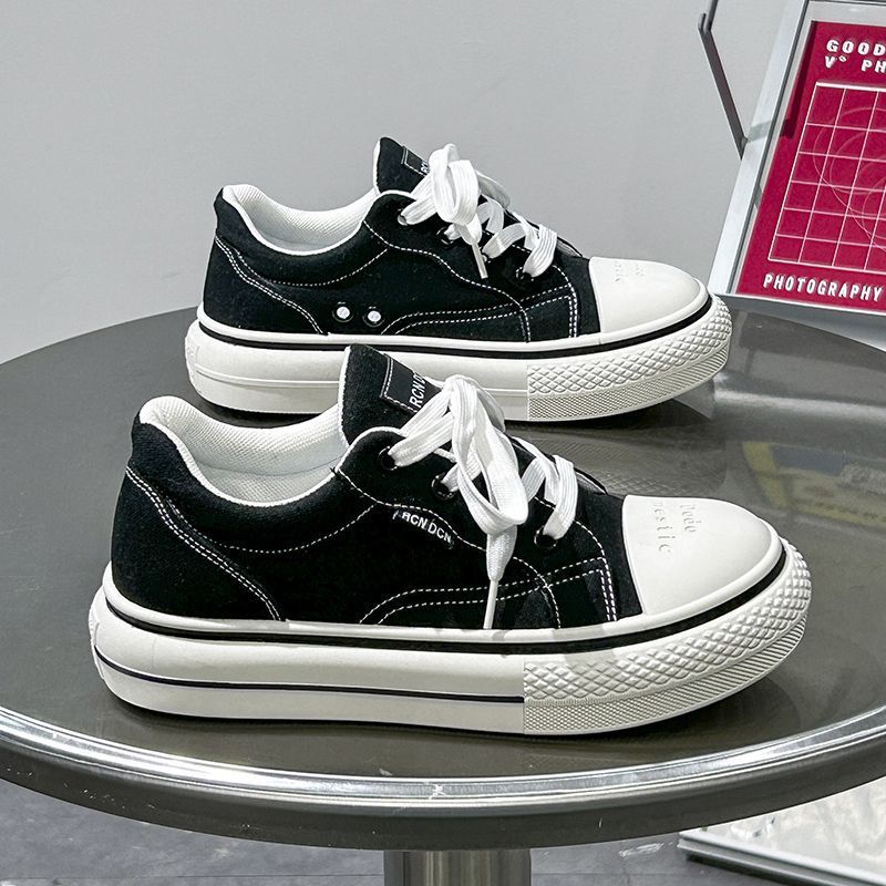 Canvas Sneakers, Breathable Casual Couple's Thick-soled Height-increasing Men's Shoes, Low-priced Women's Shoes On_vogvips.com
