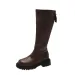 Women Fashion Boots:Plus Size Thick Sole Increase Height Winter New Trendy Simple Design Versatile,Black/Brown,Free_vogvips.com