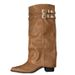 Spicy Punk Style Pleated Over-the-Knee For Women 2024 New Heavy Craft Motorcycle Rider Tube Pants Boots_vogvips.com