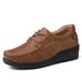 Women's Shoes Soft-soled Casual Shoes Lace-up Women's Single Shoes Mom Lady Shoes Loafers Leather Shoes_vogvips.com