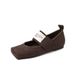 Women's Square Toe Patent Leather Mary Jane Shoes Flat Elastic Band Ballet Flats Genuine Leather French Style Single Shoes 2026 New_vogvips.com