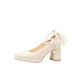 Women's Shoes Heel Mary Jane Pumps - Square Toe Bridal Wedding Shoes For Bride & Bridesmaids, Comfortable High Heels (7cm/9cm) In Beige, Sizes 34-40_vogvips.com