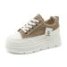W3677 New Color Matching Women's Shoes 2024 Autumn Inner Height Increase Thick Sole Wear Resistant Versatile Student Breathable Single Shoes Sneakers_vogvips.com