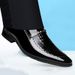 Extra Large Size Crocodile Pattern Patent Leather Business Slip-On Pointed Toe Slim Fit Men's Shoes_vogvips.com