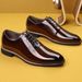 Men's Formal Dress Shoes - Patent Leather Brogue Oxfords With Square Toe For Business & Office Wear_vogvips.com