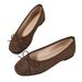 In-stock, Exclusively For Plus-size Women, Black Suede Bowknot Ballet Flats, Casual Shoes With Shallow Cut And Soft Sole_vogvips.com